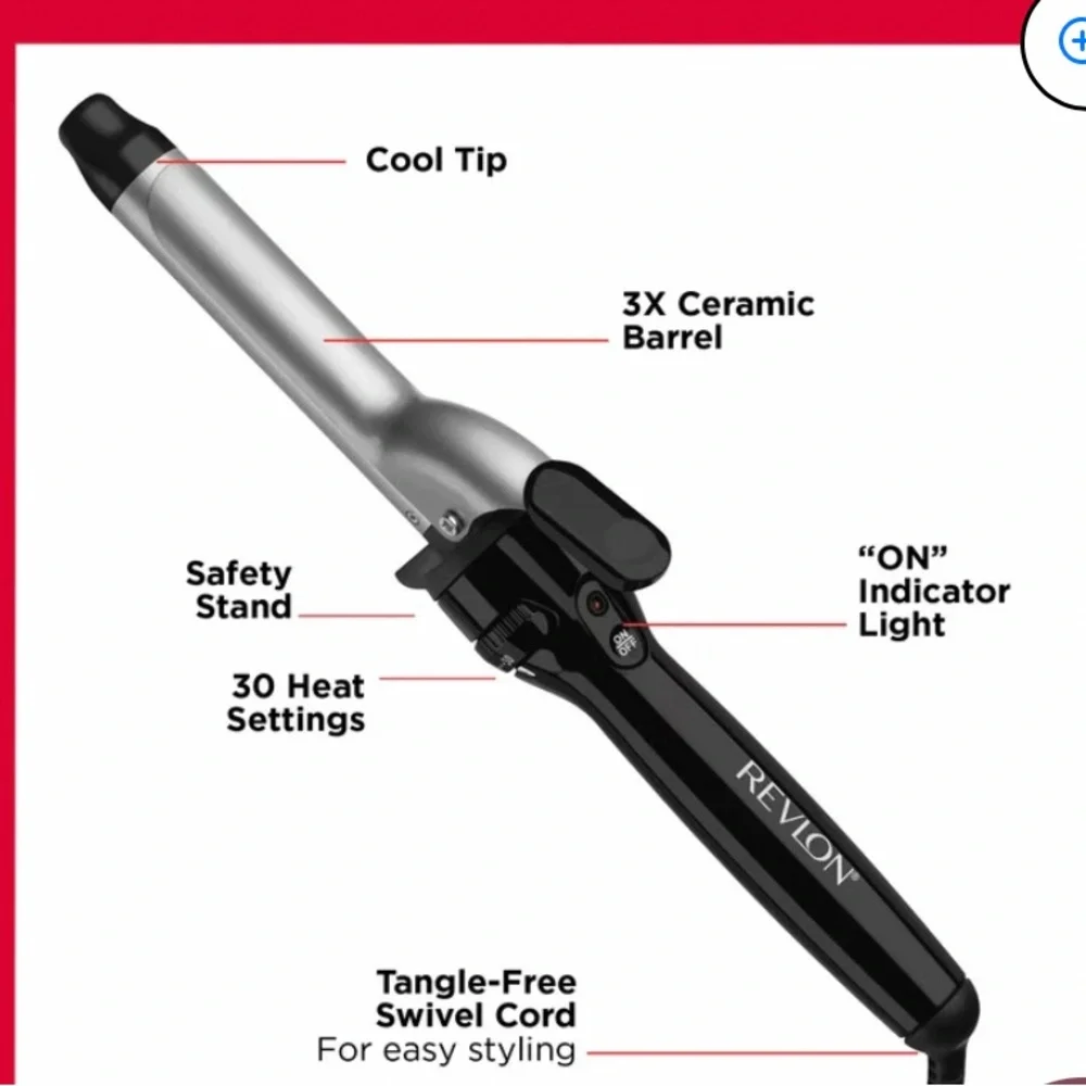 Revlon 1” Barrel Curling Iron Ceramic Coated Auto Shut Off 30 Heat Settings
